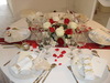 table rouge, blanc, dor
