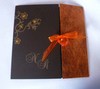 3 volets chocolat VAS orange, floral paillet coeur cristal orange