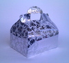 Boite  gteaux argent et blanche FLEUR 