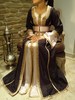 Caftan 2 pices marron et rose en satin de soie