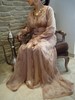 Caftan 2 pices saumon brod soie