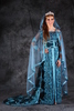 Caftan bleu encolure bateau