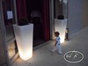 Pots de fleur lumineux avec buis vritable (entre de salle)