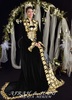 ROBE SOIE DE VELOUR NOIRE BRODER DE FIL D'OR 
