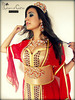 Takchita 2 pices rouge et dore, dcore de cabochons rouges
