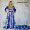 Tenue bleu roi brode perle