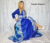 Tenue bleu roi brode perle