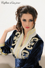 caftan en velours de soie bleu nuit 