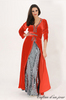 caftan en velours de soie rouge pierres grises 