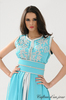 caftan turquoise pierres et motifs argents