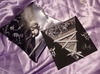 faire part en V noir lac argent et tissu orient noir thme cinema coeur cristal