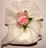 pochette organza avec drages et fleur organza rose