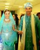 sari marie vert eau et tenue mari assorti