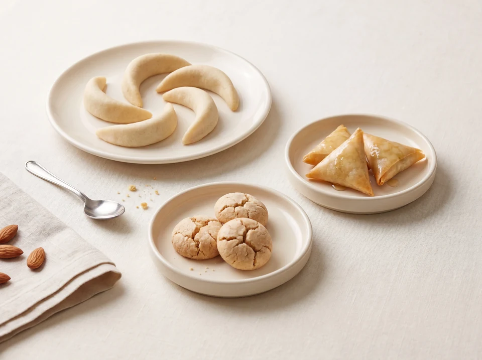 Illustration fictive : un assortiment de pâtisseries présenté dans des assiettes claires.